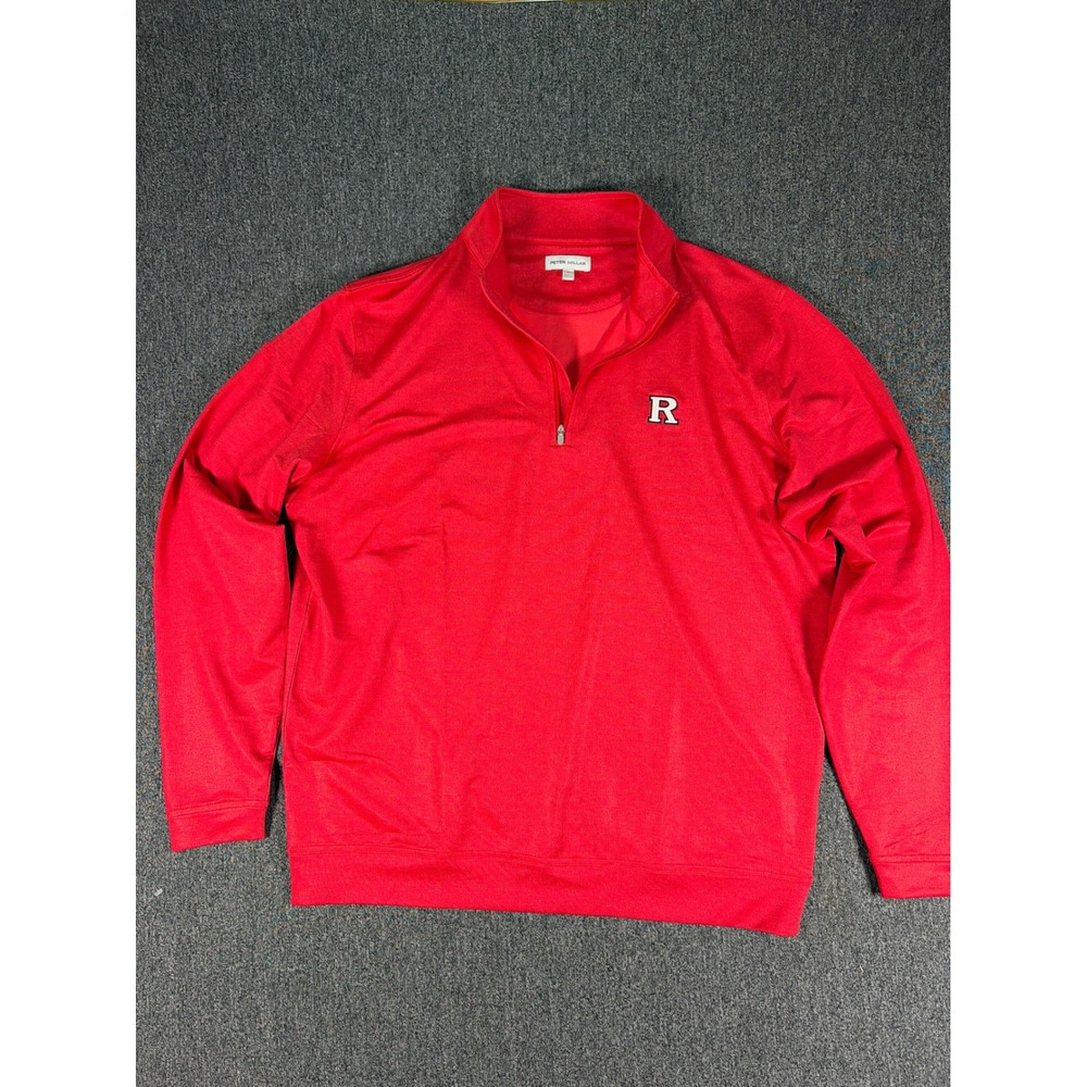 Peter Millar Rutgers University Scarlet Knights Red Quarter Zip Pullover Large
